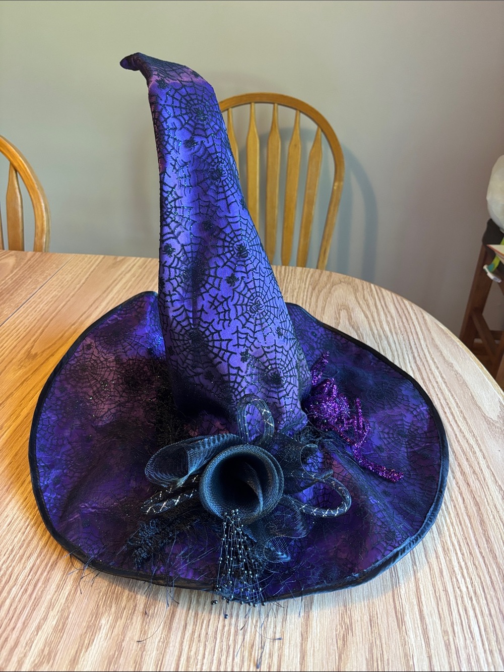 Purple Spiderweb Witch Hat - Unbranded Halloween Accent